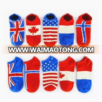 Custom Fashion Design National Flag Colorful Cotton Ankle Socks